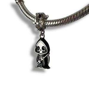 Cute Grim Reaper S925 Sterling Silver Pandora Moments Compatible Dangle Charm